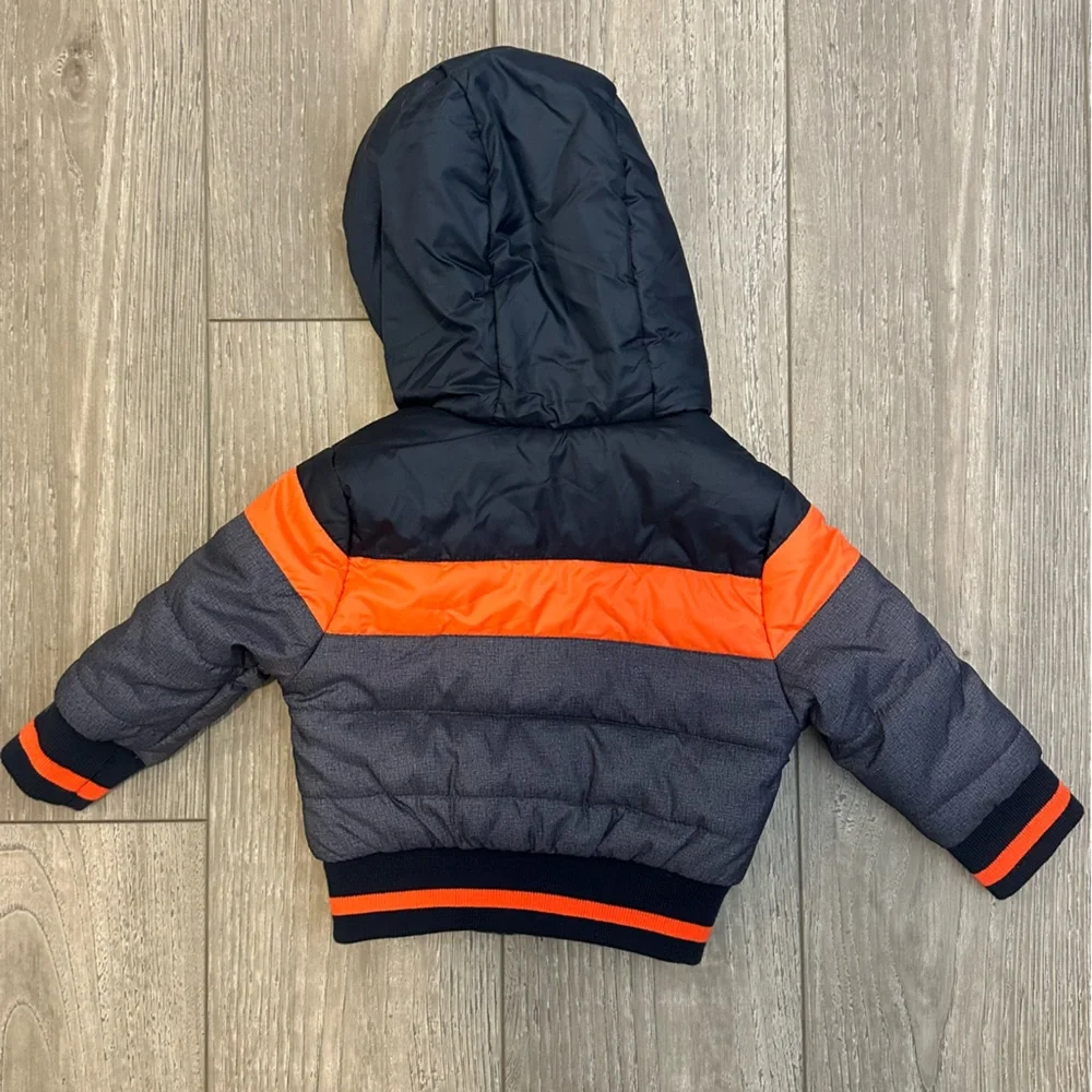 Rothschild Navy Orange and Gray Puffer Snow Cold Weather Jacket for Kids 3/6Mos - Picture 2 of 4